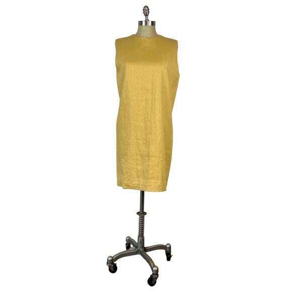 Theory Luxe Linen Blend Yellow Column Shift Mini Dress (Sz 6) - Picture 7 of 9